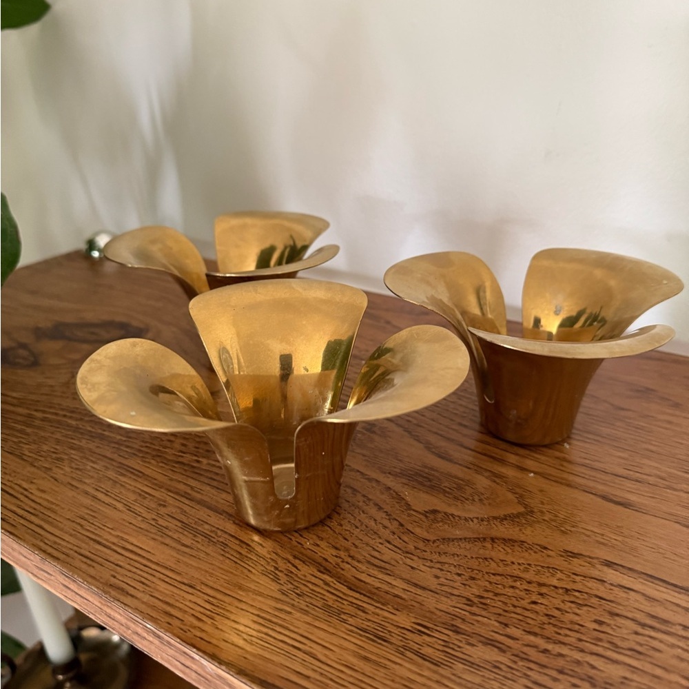 3 Stackable Brass IKEA design STILLHET Tealight/Votive Holders 3"H x 5.5"W